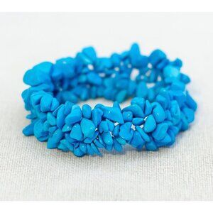Vintage Turquoise Genuine Stone Bracelet 6 Inch - F1